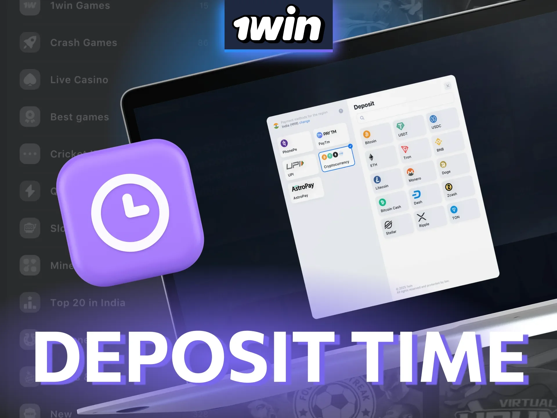 1win deposits are instant with UPI, PayTm, and other local methods.